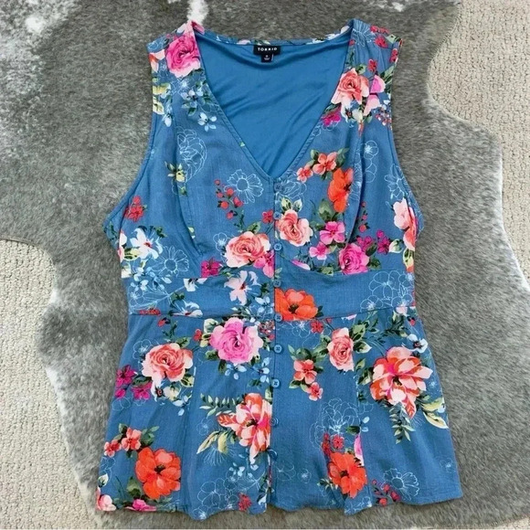 Torrid Floral Button Up Tie Waist Blouse - Picture 3 of 11